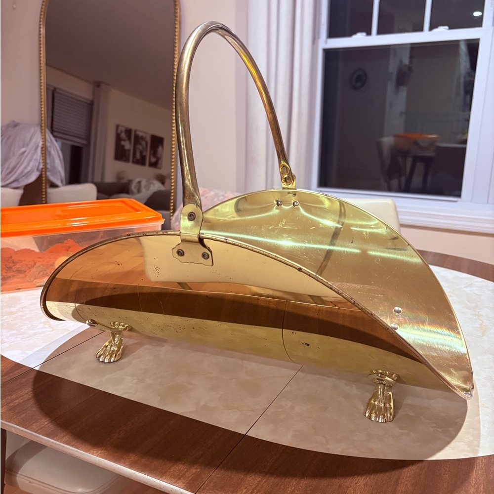 Vintage brass firewood log holder